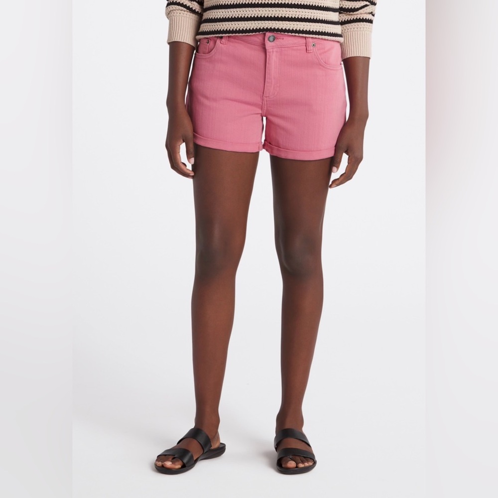 Women’s Pink Mid-Rise Denim Shorts